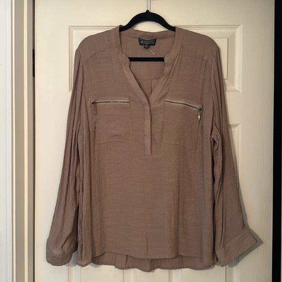 ElementZ brown tunic with gauze like material!  NWPT! 2 front zipper pockets! - Picture 1 of 9